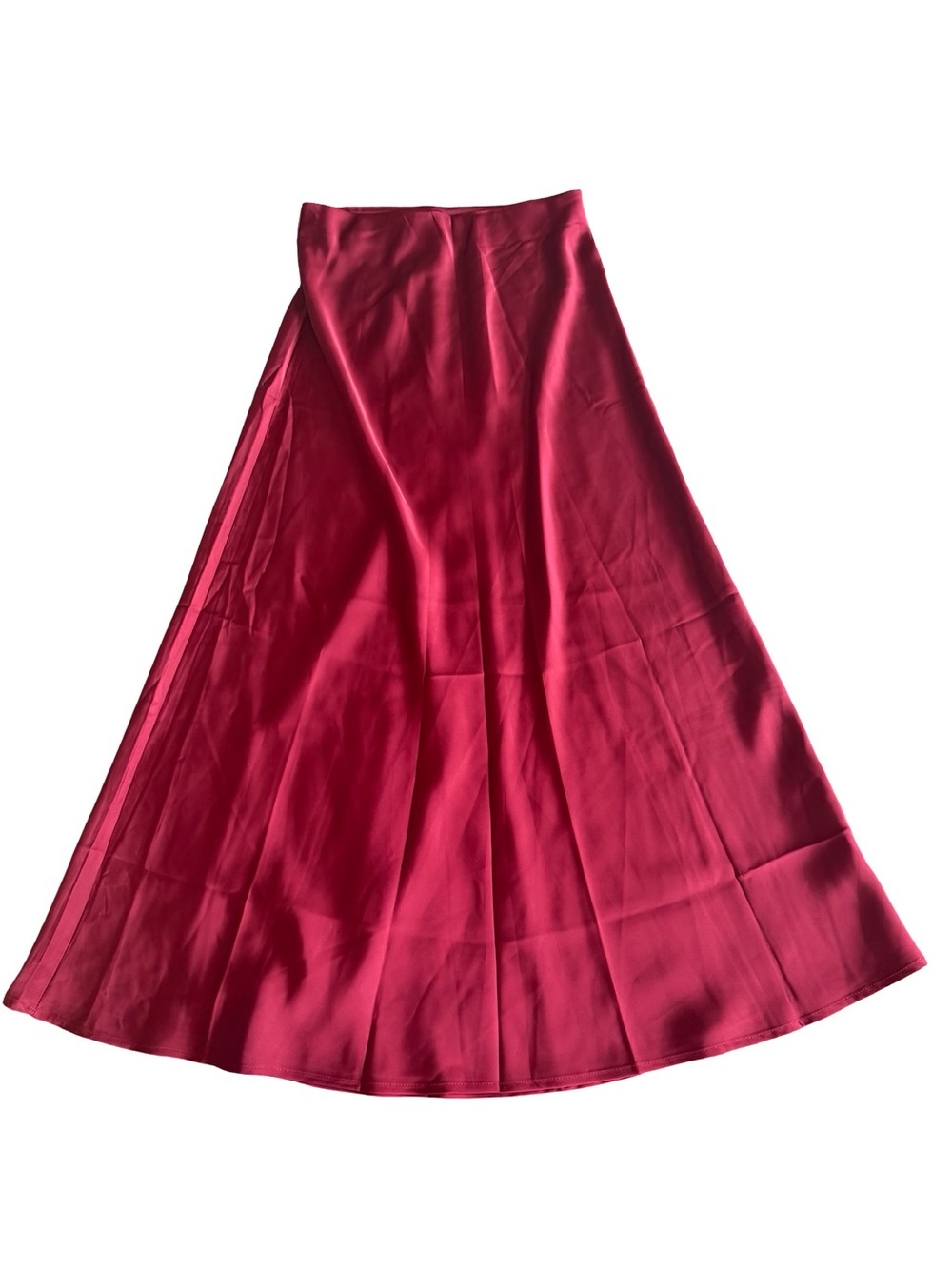 New Fashion Burgundy Satin Maxi Skirt Flowy Black Tie Wedding Guest Medium NWT